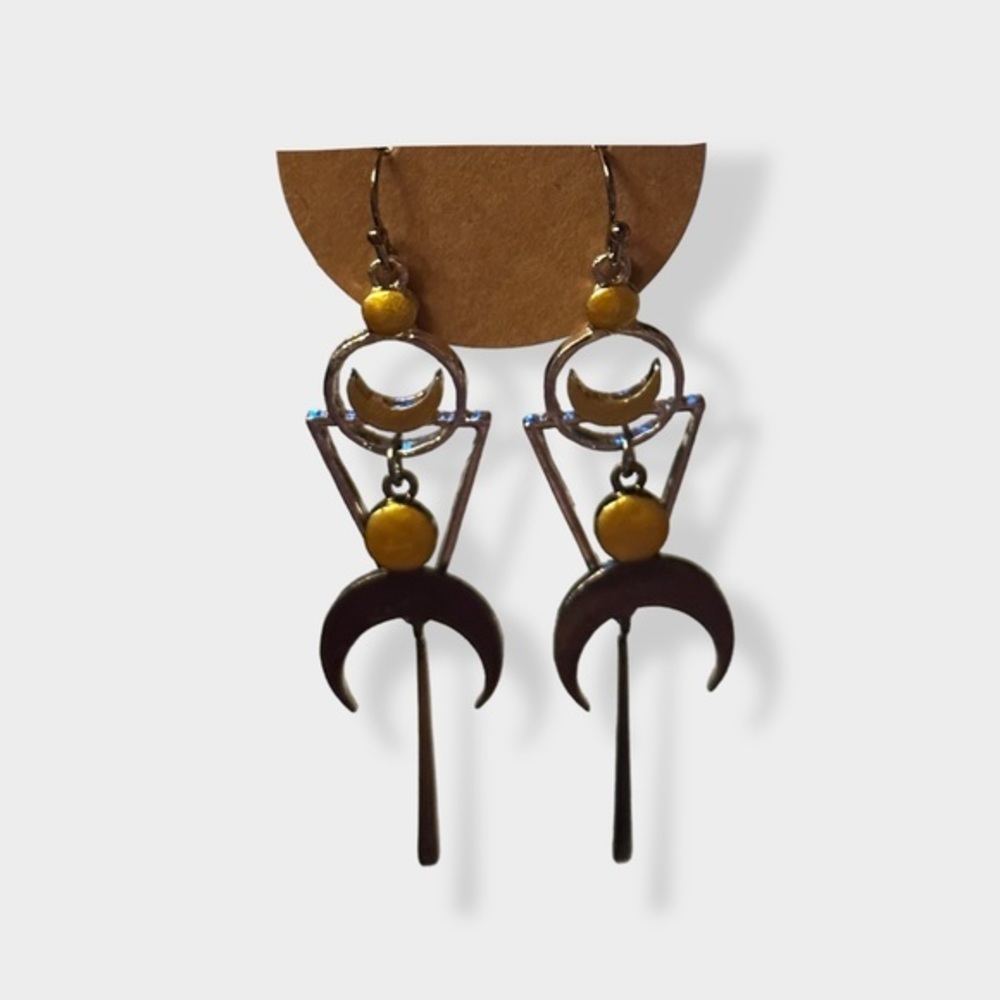 4/$25 - 
 Gold and Silver Hanging Abstract Earrings
